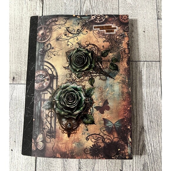 Handmade Steampunk Junk Journal w/Robot Keychain and Ephemera Pocket Folder - Picture 11 of 12